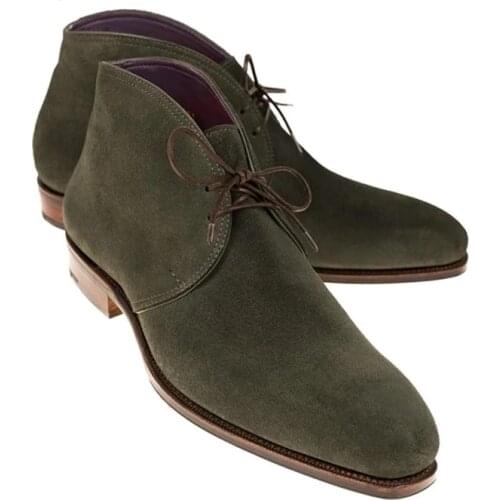 Suede Winter Lace Up Mens Boots Shoes Add Velvet Non-Slip Work Boots Fashion Designer Shoes Men Genuine Leather