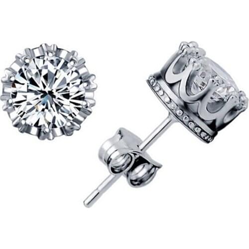 Bettyue Brand 3 Colors Fashion Elegance Crown Charm AAA Cubic Zircon Personality Jewelry 6mm Stud Earring For Women Party Gift