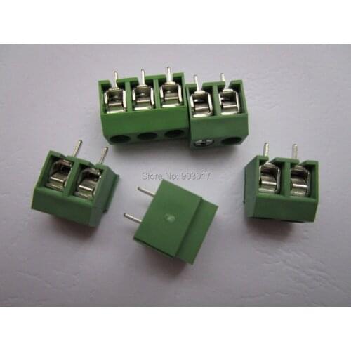 1000 Pcs 2pin/way 5.0mm Screw Terminal Block Connector Green Color DC126V
