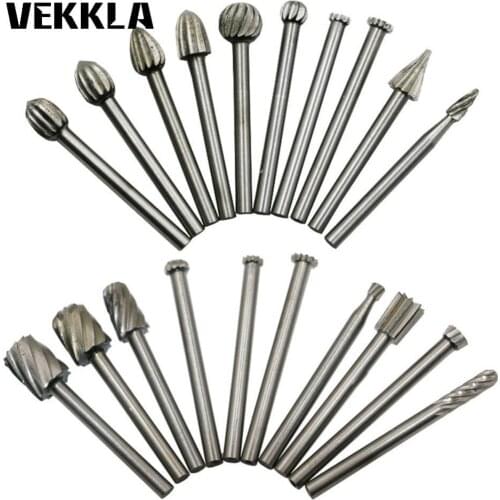 20pcs/Set Routing HSS Dremel Bits Dremel Milling Wood CNC Rotary Burr Set File Cutter Grinder Woodworking Carving Carved Knife