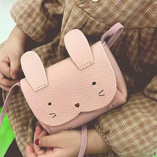 2021 Lovely Cute Girls Pu Coin Wallet Anime Bag Kids Rabbit One Shoulder Bag Ladies Small Coin Purse Change Wallet Kid Bag