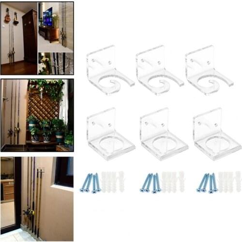 3 Sets Fishing Rod Showing Stands Wall-mounted Household Fishing Rod Storage Racks Transparent Acrylic Showing Shelves