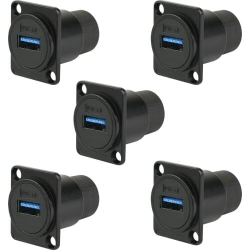 5Pcs Bescoos USB3.0 D series Panel-Mount Connector | D-USB-3.0 USB 3.0 Pass Through Connector