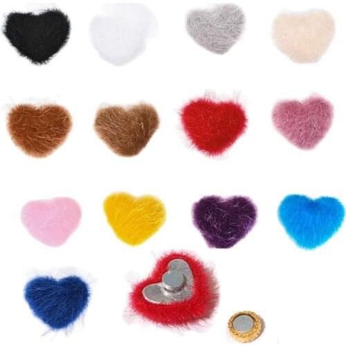 5Pcs Magnetic Detachable Nail Decorations 1.7*1.5cm 3D Soft Heart Shape Poms Charms Fluffy Press On Nails Jewelry Accessories