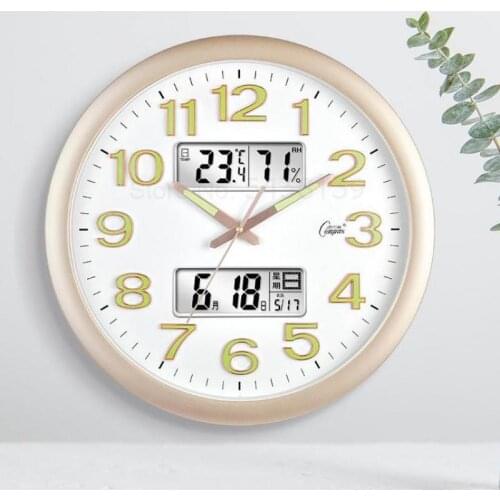 600 Living room home fashion creative perpetual calendar quartz wall clock electronic atmosphere mute night photoelectric clock