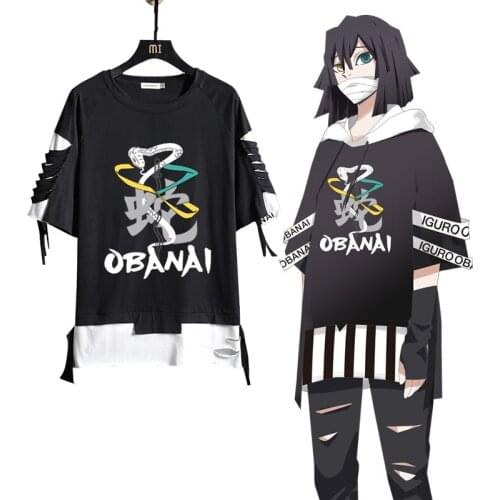 Anime Demon Slayer T-shirt Kimetsu no Yaiba Iguro Obanai Cosplay Costumes Short Sleeve Tee Tops Unisex Cotton Shirt Summer