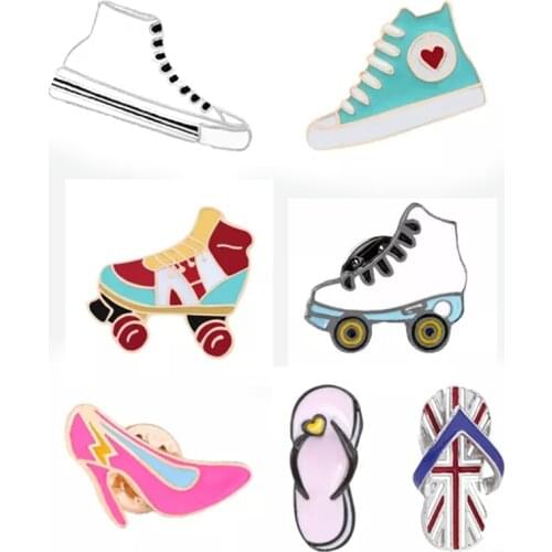 Personality 8 style brooch pins metal needle badge canvas shoes high-heeled skating slippers clothes jackets jewelry accessories