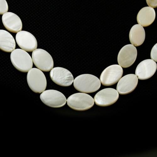 26pcs White Flat Oval shape Natural Freshwater Shell Beads MOP Beads Fit Bracelets Necklaces Jewelry DIY Craft For Female Gift