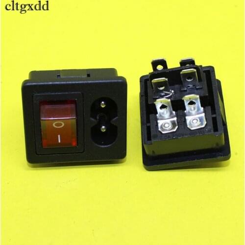 Cltgxdd 300pcs C8 input type AC power outlet eight character socket ship type switch matching lamp 2 in 1 full copper,DHL or EMS