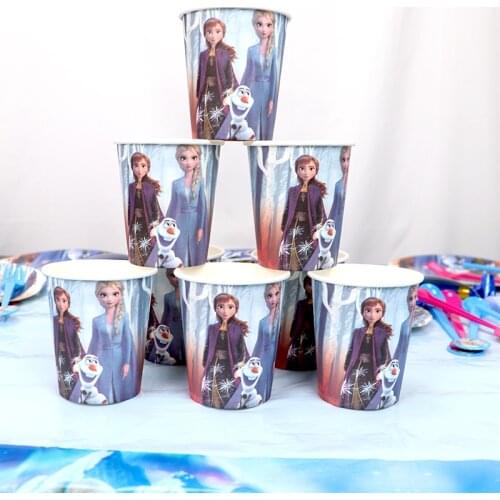Disney Frozen Childrens Birthday Party Tableware Gift Bag Paper Cup Paper Tissue Straw Tablecloth Horn Party Decoration