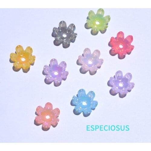 DIY jewelry Accessory Acrylic Flower Beads 14MM Plastic Spacer Multi Color Plated Floral receptacle Handcraft Earring Department