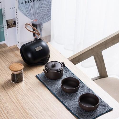 Travel tea set Zisha express cup one pot two cups four portable outdoor travel Kungfu teapot