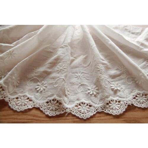 Cotton Lace Trim Off White Scalloped Trim Lace 9" Wide 1 Yard Long