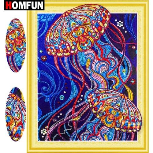 HOMFUN 5D Diamond Painting Animal Special Shape Diamond Embroidery Jellyfish Colorful Paint With Diamonds Handicraft Set 40x50cm