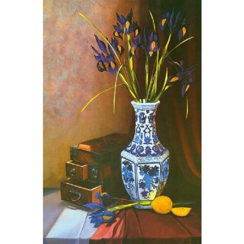 Canvas prints picture oil painting art Antique decorative painting purple art flower in Chinese porcelain vase