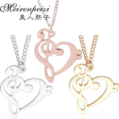 Music Note Symbol Infinity Heart Pendant Necklace Bass Clef Necklace Heart of Treble Clef Necklace Music Gift for Musician