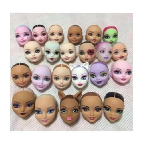Collection Monsters Doll Head with Makeup Heads No Hair Bald Head Quality Doll Head Girl Dressing DIY Toy Parts Birthday Gifts