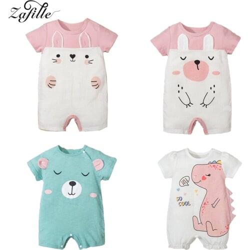 ZAFILLE Baby Girl Clothes Cartoon Pink Bear Babys Rompers Summer Cute Jumpsuit For Kids Baby Overalls Infant Newborn Clothing