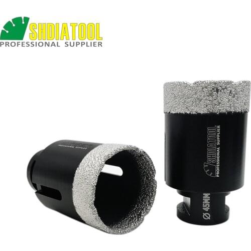 SHDIATOOL 2pcs M14 Thread Dia 45mm Vacuum Brazed Diamond Dry Drilling Core Bits Porcelain Tile Granite Marble Stone Hole Saw L75