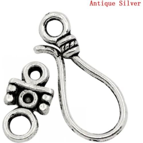 DoreenBeads Toggle Clasps Findings Hook Silver Color 23x10mm 14x8mm,50 Sets