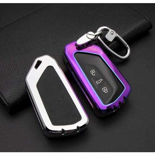 Metal Car Key Cover For VW Volkswagen Golf 8 Mk8 2020 Skoda Octavia 3 Buttons Smart Keyless Remote Control Cases Keychain Holder