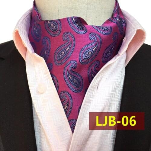 Fashion Design Men Ties Luxury Purple Paisley Ascot Stylish British Style Jacquard Woven Ascots for Adult