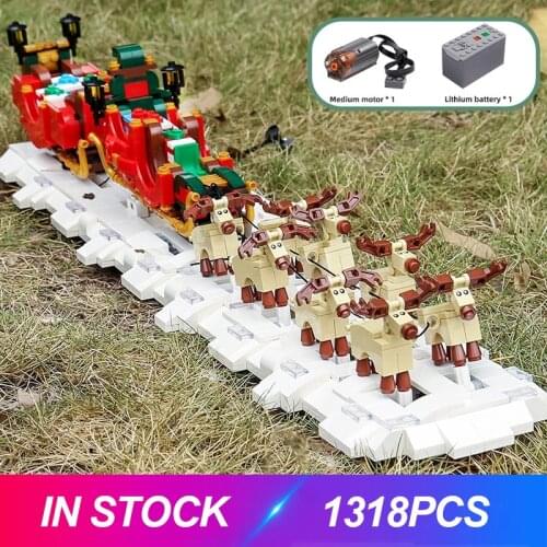 Mould King 10015 The Christmas Santa Sleigh Model Building Blocks Bricks Kids Educational Toys Christmas Gifts