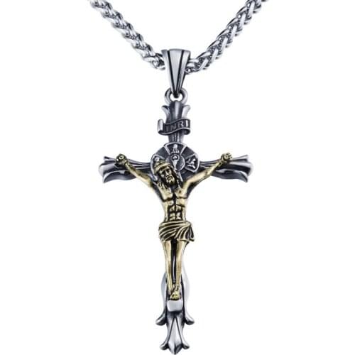 Titanium Steel Mens Big Jesus Pendant Catholic