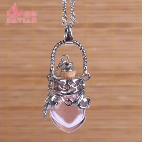 New Arrival Wholesale Empty Cremation Urn Pendant Crystal Perfume Bottles Necklace pendant Glass Bottle Necklaces
