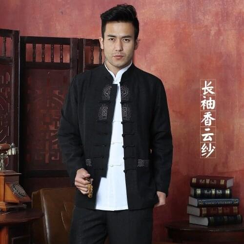 New Arrival Autumn Men Jacket 100% Silk Chinese Traditional Style Kung Fu jacket Fashion Tang Suit jacket Size L XL XXL 3XL 4XL