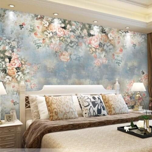Papel de parede Custom wallpaper 3D mural living room rose background wall Nordic vintage American hand-painted floral wallpaper