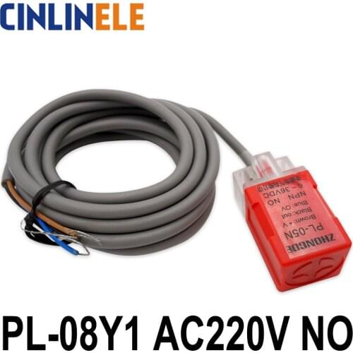 PL-08Y1 8mm sensing AC 2-WIRE NO Cube shell inductive Screen shield type proximity switch LP08 proximity sensor 17*17*35