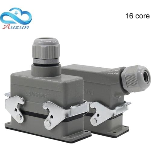 Rectangular H16B - HE - 016-1 heavy 16 pin connector line 16 a500v screw feet of aviation plug on the side