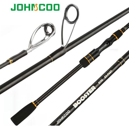 JOHNCOO Booster Spinning Fishing rod with 2 tips M/ML 5-28g Ex-fast action 2.1m 2.4m Spinning Fishing Cane and Baitcasting rod