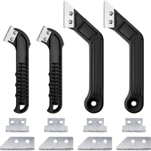 4-piece joint filler scraper with 8 spare blades, tungsten carbide heavy-duty tile joint scraper for floor tiles