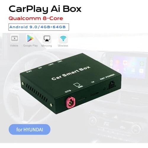 Exploter Ai Smart Box for Tucson Elantra Kona Venue Adding Android 9.0 OS Wireless CarPlay Qualcomm 8-Core 4GB+64GB Mifi Dual BT