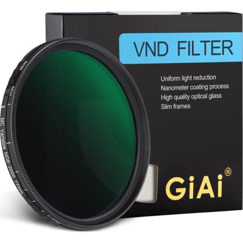 GiAi ND8-ND2000 Universal Neutral density Camera Lens Variable ND Filter 77mm 52mm 58mm 62mm 67mm 72mm For Nikon Canon Sony DSRL