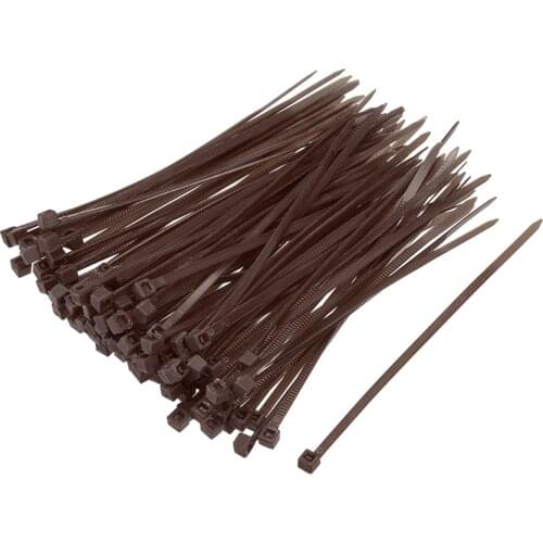 Uxcell 100pcs Cable Zip Ties 100mmx2.5mm Self-Locking Nylon Tie Wraps Brown Single-use Locking Flexible Cable Tie