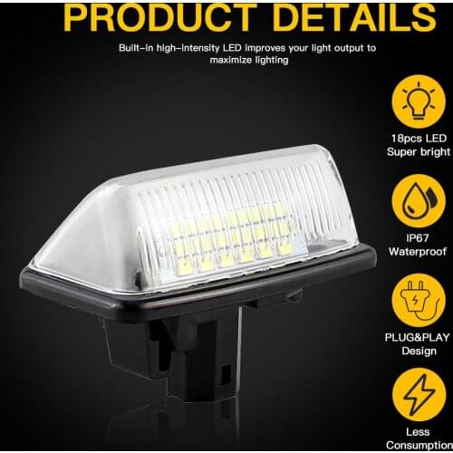 LED License Plate Lights for Toyota Vios SCP4 NCP4 AXP4 2002-2008 Starlet EP91 Number Plate lamps bulb Automotive Accessories