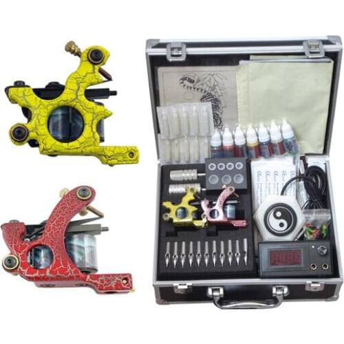 Tattoo equipment in tattoo kits art set tattoo machine 2 top tattoo gun 40color inks TK006