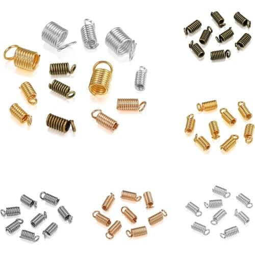 100pcs Clasps Coil Cord Crimp End Caps 3-6mm Fastener Connectors For DIY Bracelet Necklace Jewelry Making Supplies Accessories