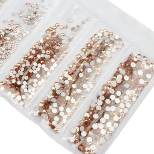 Golden Shadow Non Hotfix Rhinestone Fabric decor Nails Decoration crystal Nail flat back DIY Crystal art Nail Jewelry Mixed Size