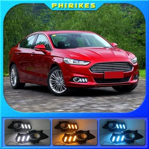 1Set For Ford Mondeo Fusion 2013 2014 2015 2016 Yellow Turning Signal Relay Waterproof Car DRL Lamp LED Daytime Running Light