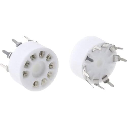 10pcs 9-pin Outlet Electronic Tube Ceramic Sockets Gold Plated Tube Holder Audio Accessories