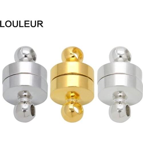 10pcs 6x11mm Gold Gun Black Sillver Color Copper Magnetic Clasps End Caps Connector Fit Leather Cord Necklaces Bracelets Making