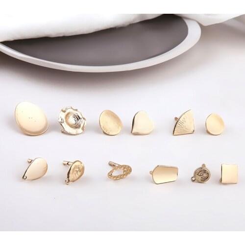 10pcs New Fashion Glossy Yakin Geometric Love Scalloped Stud Earrings for Women Trendy Earpin Material Diy Jewelry Accessories