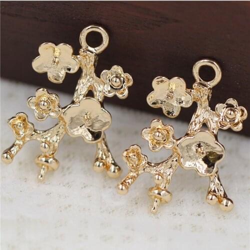 20pcs Quality Brass Metal Casted Winter Flower Pins Caps Pendant & Earrings Supplies Silver Gold Color DIY Jewelry Accessories