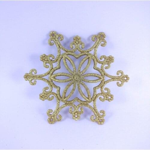 5Pcs 12.5cm Gold Powder Snowflake Pendant Charming Silver Christmas Tree Decor Party Holiday Ornaments Home Decoration