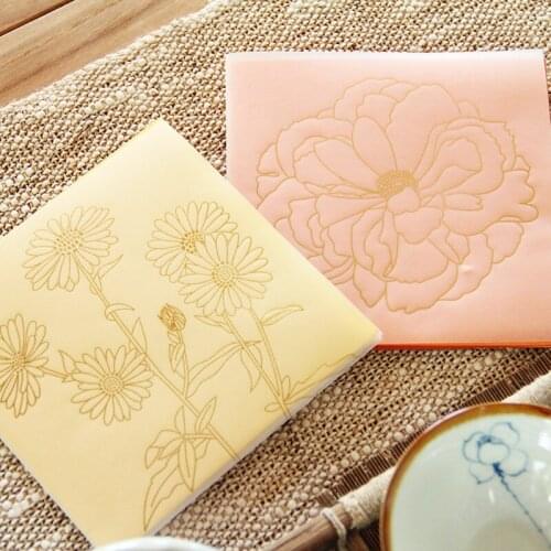 5pcs Sulfuric Acid Paper Folded Flower Stamping Mothers Day Greeting Card Thanksgiving Wishes Valentines Day Card