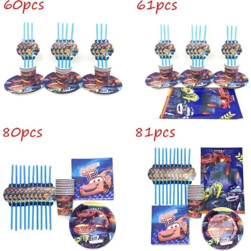 81 pcs Blaze And The Monster Machines Cartoon Party Disposable Decorating Supplies Plates Straws Baby Shower Decor Tableware Set